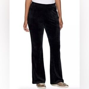Anybody Women’s Sz. M Black Velour Loungewear Flare Pants Slip On Comfy Soft